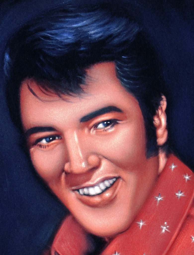 Elvis Presley Portrait , Original Oil Painting on Black Velvet by Alfredo Rodriguez "ARGO" - #A51