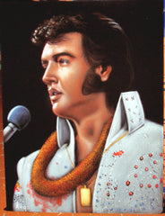 Elvis Presley Portrait , Original Oil Painting on Black Velvet by Alfredo Rodriguez "ARGO" - #A53