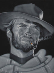 Clint Eastwood Spaghetti Western,  Original Oil Painting on Black Velvet by Alfredo Rodriguez "ARGO"  - #A55