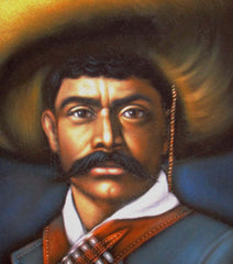 Emiliano Zapata Salazar Mexican Revolution Original Oil Painting on Black Velvet by Alfredo Rodriguez "ARGO"  - #A58