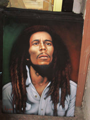 Bob Marley Legend Portrait, Original Oil Painting on Black Velvet by Alfredo Rodriguez "ARGO" - #A60