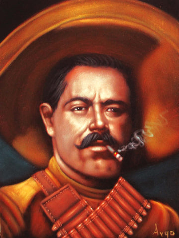 Pancho Villa  Mexican Revolution Original Oil Painting on Black Velvet by Alfredo Rodriguez "ARGO"  - #A62