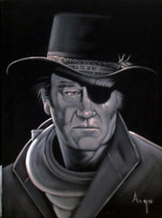 John Wayne Portrait,  Original Oil Painting on Black Velvet by Alfredo Rodriguez "ARGO" - #A63