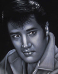 Elvis Presley Portrait , Original Oil Painting on Black Velvet by Alfredo Rodriguez "ARGO" - #A64