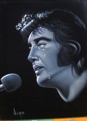 Elvis Presley Portrait , Original Oil Painting on Black Velvet by Alfredo Rodriguez "ARGO" - #A65