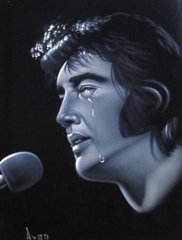Elvis Presley Portrait , Original Oil Painting on Black Velvet by Alfredo Rodriguez "ARGO" - #A65