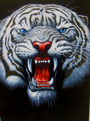 Tiger Head, White Tiger,  Original Oil Painting on Black Velvet by Alfredo Rodriguez "ARGO"  - #A66