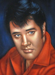 Elvis Presley Portrait , Original Oil Painting on Black Velvet by Alfredo Rodriguez "ARGO" - #A168