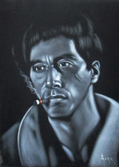 Tony Montana Portrait , Al Pacino, Scarface Original Oil Painting on Black Velvet by Alfredo Rodriguez "ARGO" - #A71