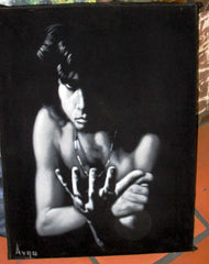 Jim Morrison Portrait,  Original Oil Painting on Black Velvet by Alfredo Rodriguez "ARGO" - #A77