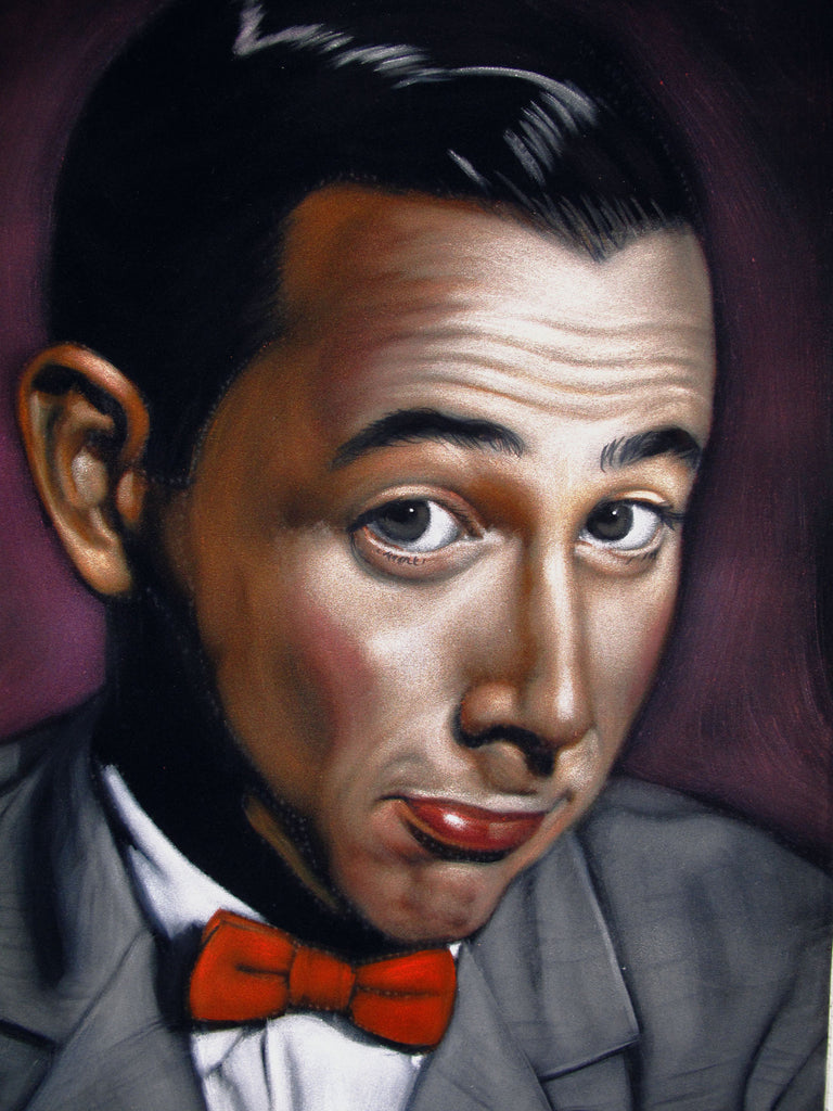 Pee-wee Herman Paul Reubens Portrait, Original Oil Painting on Black Velvet by Alfredo Rodriguez "ARGO" - #A177