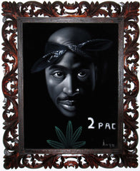 Tupac Shakur Portrait , Original Oil Painting on Black Velvet by Alfredo Rodriguez "ARGO" - #A7
