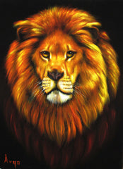 Lion,  Original Oil Painting on Black Velvet by Alfredo Rodriguez "ARGO"  - #A82