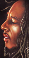Bob Marley Portrait , Iron Lion Zion, Original Oil Painting on Black Velvet by Alfredo Rodriguez "ARGO" - #A87