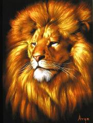 Lion,  Original Oil Painting on Black Velvet by Alfredo Rodriguez "ARGO"  - #A89