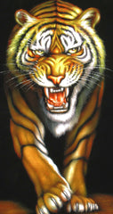 Tiger,  Orange Bengal Tiger, Original Oil Painting on Black Velvet by Alfredo Rodriguez "ARGO"  - #A90