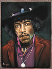 Jimi Hendrix Portrait,  Original Oil Painting on Black Velvet by Alfredo Rodriguez "ARGO" - #A92