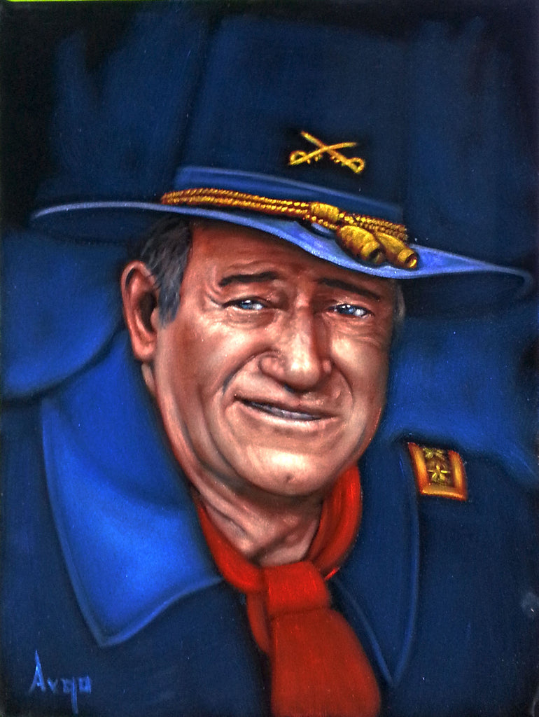 John Wayne Portrait,  Original Oil Painting on Black Velvet by Alfredo Rodriguez "ARGO" - #A94