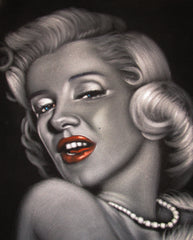 Marilyn Monroe Portrait, Original Oil Painting on Black Velvet by Alfredo Rodriguez "ARGO" - #A99