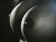 Nude, Sexy Playboy Nude in Grey-Scale,  Original Oil Painting on Black Velvet by Enrique Felix , "Felix" - #F27