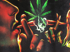Bob Marley and Skull Smoking,  Original Oil Painting on Black Velvet by Enrique Felix , "Felix" - #F106