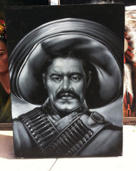 Pancho Villa Portrait,  Original Oil Painting on Black Velvet by Enrique Felix , "Felix" - #F109