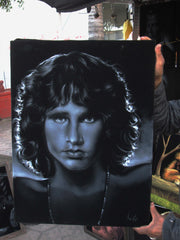 Jim Morrison Portrait, The Doors,  Original Oil Painting on Black Velvet by Enrique Felix , "Felix" - #F116