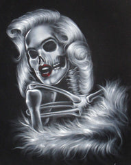 Marilyn Monroe La Calavera Catrina portrait,  Original Oil Painting on Black Velvet by Enrique Felix , "Felix" - #F124