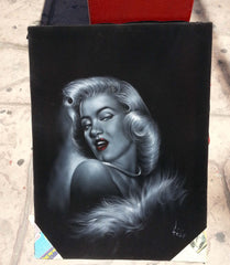 Marilyn Monroe portrait,  Original Oil Painting on Black Velvet by Enrique Felix , "Felix" - #F134