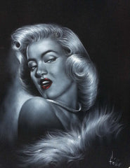 Marilyn Monroe portrait,  Original Oil Painting on Black Velvet by Enrique Felix , "Felix" - #F134