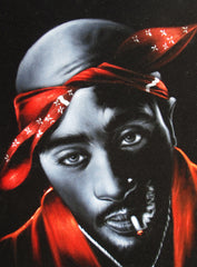 Tupac Amaru Shakur portrait, 2Pac,  Original Oil Painting on Black Velvet by Enrique Felix , "Felix" - #F148