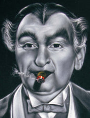 Grandpa Munster (Sam Dracula) portrait, Al Lewis, Original Oil Painting on Black Velvet by Enrique Felix , "Felix" - #F152