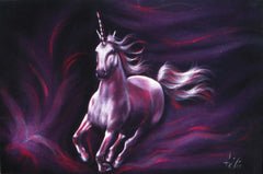 Unicorn,  Original Oil Painting on Black Velvet by Enrique Felix , "Felix" - #F164