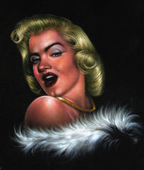 Marilyn Monroe portrait,  Original Oil Painting on Black Velvet by Enrique Felix , "Felix" - #F165