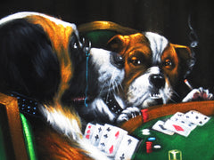Dogs playing poker,   Original Oil Painting on Black Velvet by Enrique Felix , "Felix" - #F168