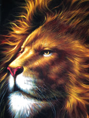 Lion, Aslan of Chronicles of Narnia,   Original Oil Painting on Black Velvet by Enrique Felix , "Felix" - #F169