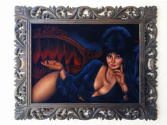 Elvira: Mistress of the Dark,  Original Oil Painting on Black Velvet by Enrique Felix , "Felix" - #F170