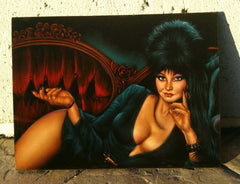 Elvira: Mistress of the Dark,  Original Oil Painting on Black Velvet by Enrique Felix , "Felix" - #F170