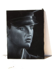Elvis Presley, in Army,  Original Oil Painting on Black Velvet by Enrique Felix , "Felix" - #F182