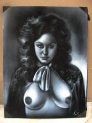 Nude, Sexy Russian Playboy Nude,  Original Oil Painting on Black Velvet by Enrique Felix , "Felix" - #F67