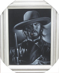 Clint Eastwood portrait, The Outlaw Josey Wales ,  Original Oil Painting on Black Velvet by Enrique Felix , "Felix" - #F48