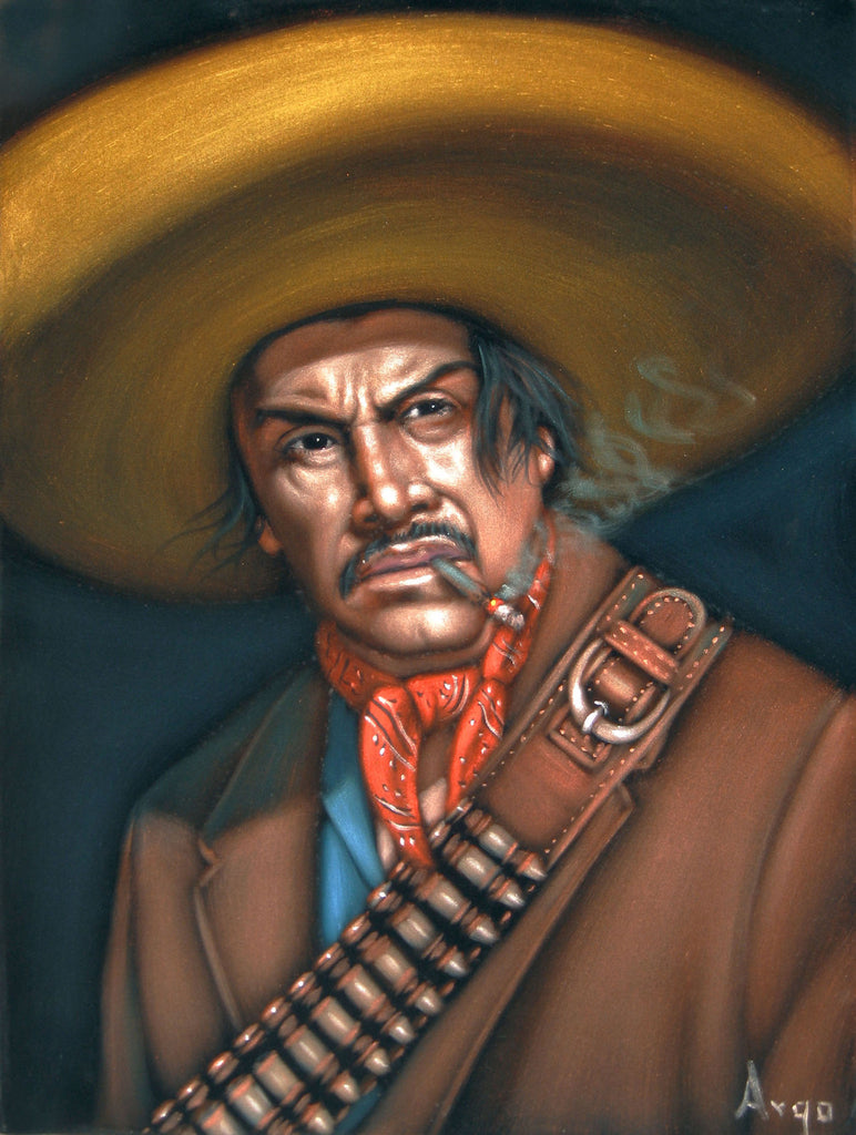 Emilio Fernández Portrait,  Original Oil Painting on Black Velvet by Alfredo Rodriguez "ARGO" - #A5