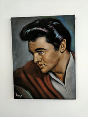 Elvis Presley Portrait ; Jail House Rock , Original Oil Painting on Black Velvet by Alfredo Rodriguez "ARGO" - #A317