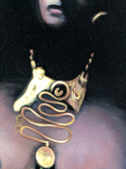 Afro Black Sexy Nude 70's large vintage Original Oil Paint Velvet )(24"x36) JG109h