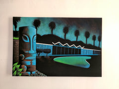 Tiki / Googie oil painting by A Ramirez  after "Cool Pad Baby" by Robb Hamel #R59
