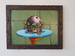 Nasty Krabby Patty Burger Krabs SpongeBob Patty Oil on Canvas size 24"x 18" by Palomares PM59