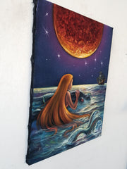 Copy of Little Mermaid, Ariel; Original Oil painting on Black Velvet by Santos Llamas- #SA233
