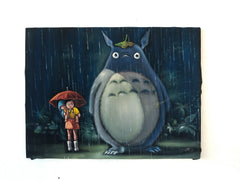 My Neighbor Totoro , Japanese animation fantasy: Original oil painting on black velvet by Santos Llamas size (24"x18") #sa238