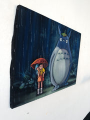 My Neighbor Totoro , Japanese animation fantasy: Original oil painting on black velvet by Santos Llamas size (24"x18") #sa238
