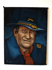 Copy of John Wayne Portrait,  Original Oil Painting on Black Velvet by Alfredo Rodriguez "ARGO" - a480